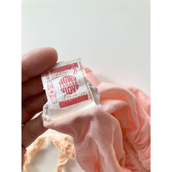 Vintage 80's LUV LEE Pink Satin Lace Ruffle Babydoll Slip, Size M, Union Made - Picture 10 of 11